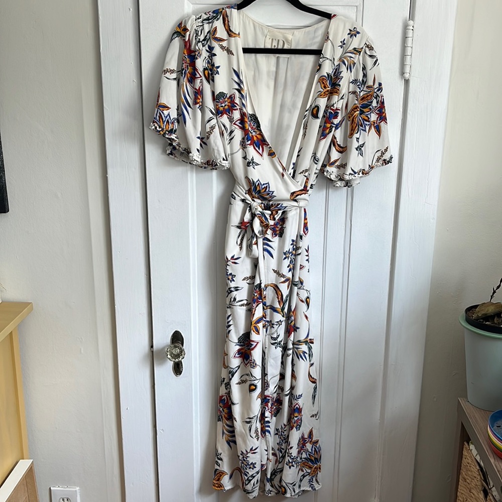 TJD Floral Midi Wrap Dress